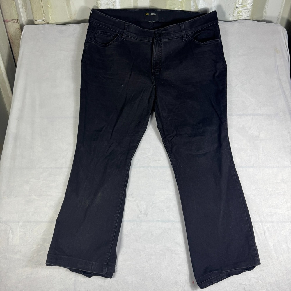 Lee Womens Bootcut Jeans Black Flex Motion Plus Regular Fit Mid Rise 20W Petite